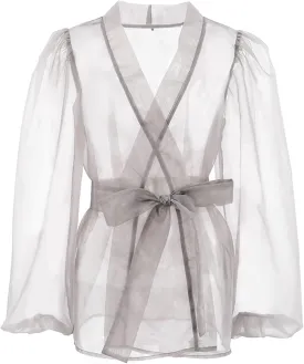 TiaoBug Womens Sheer Organza Open Front Cardigan Belted Short Jacket Trench Coats Sun Protection Clothing