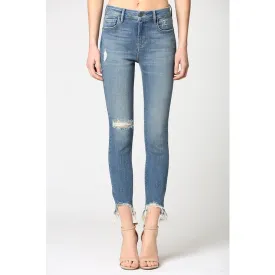 Uneven Hem Destructed Knee Skinny Jeans