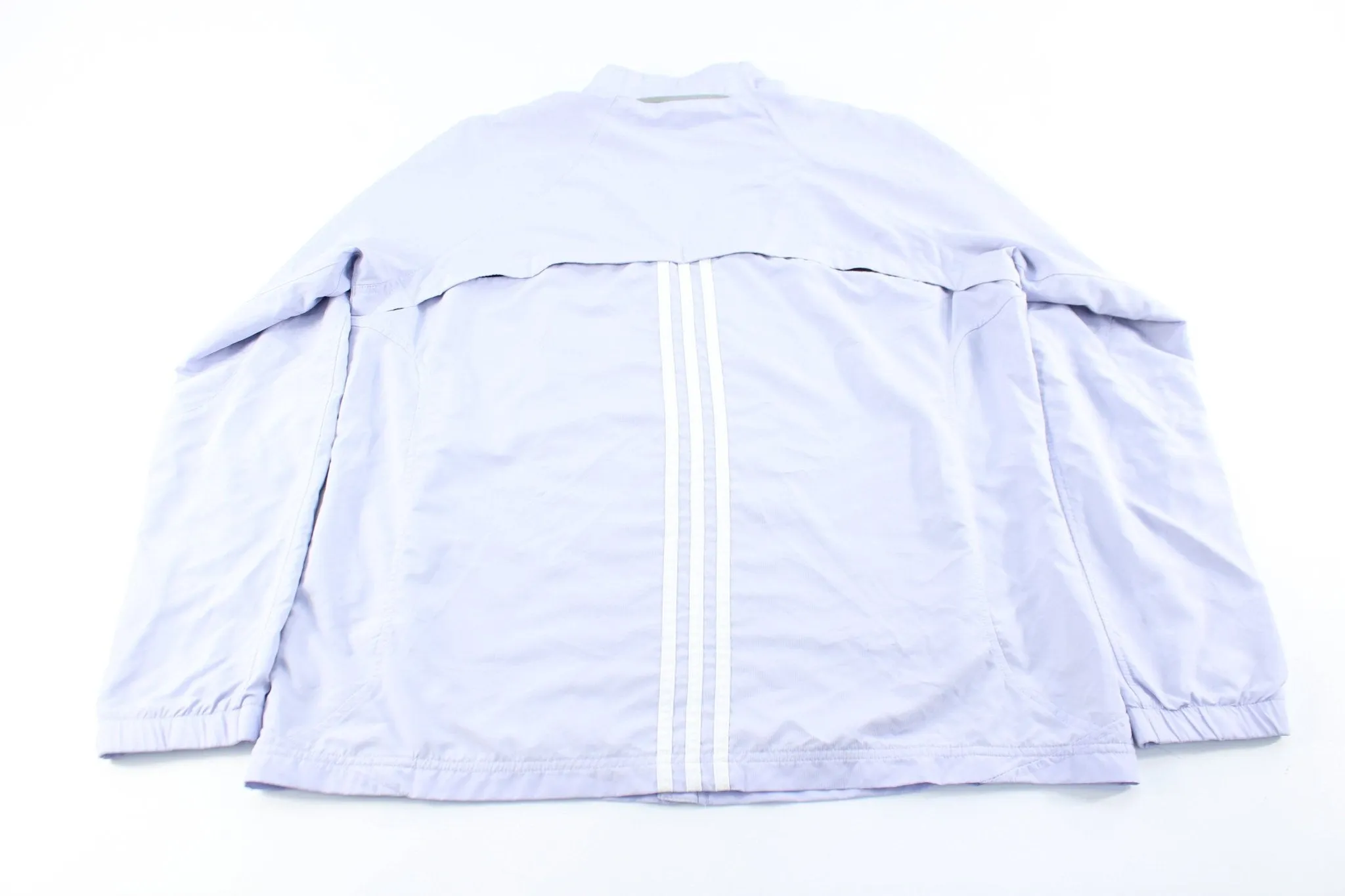 Women's Adidas Logo Light Purple & White Striped Zip Up Jacket