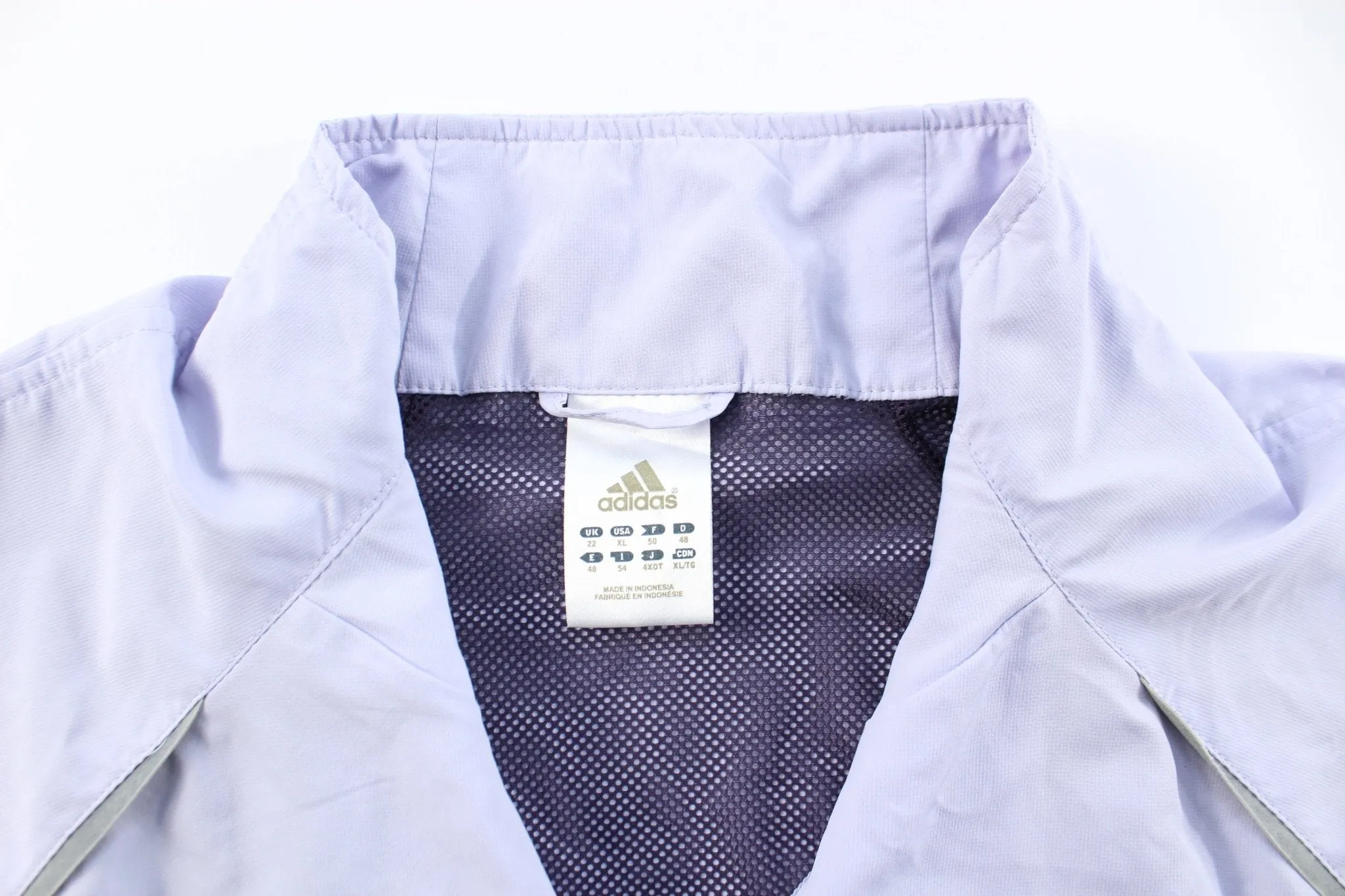 Women's Adidas Logo Light Purple & White Striped Zip Up Jacket