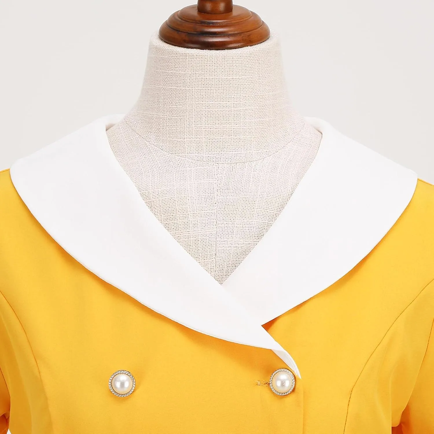 Women's Retro Dresses 60s Sailor Collar Short Sleeve Pinup Cocktail Dress Double Breasted Pleated A Line Swing Dress