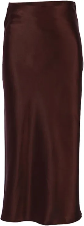 Womens Satin Midi Skirts Summer Elastic High Waisted Hip Silky Skirt Fashion Casual Solid Color A Line Midi Skirts