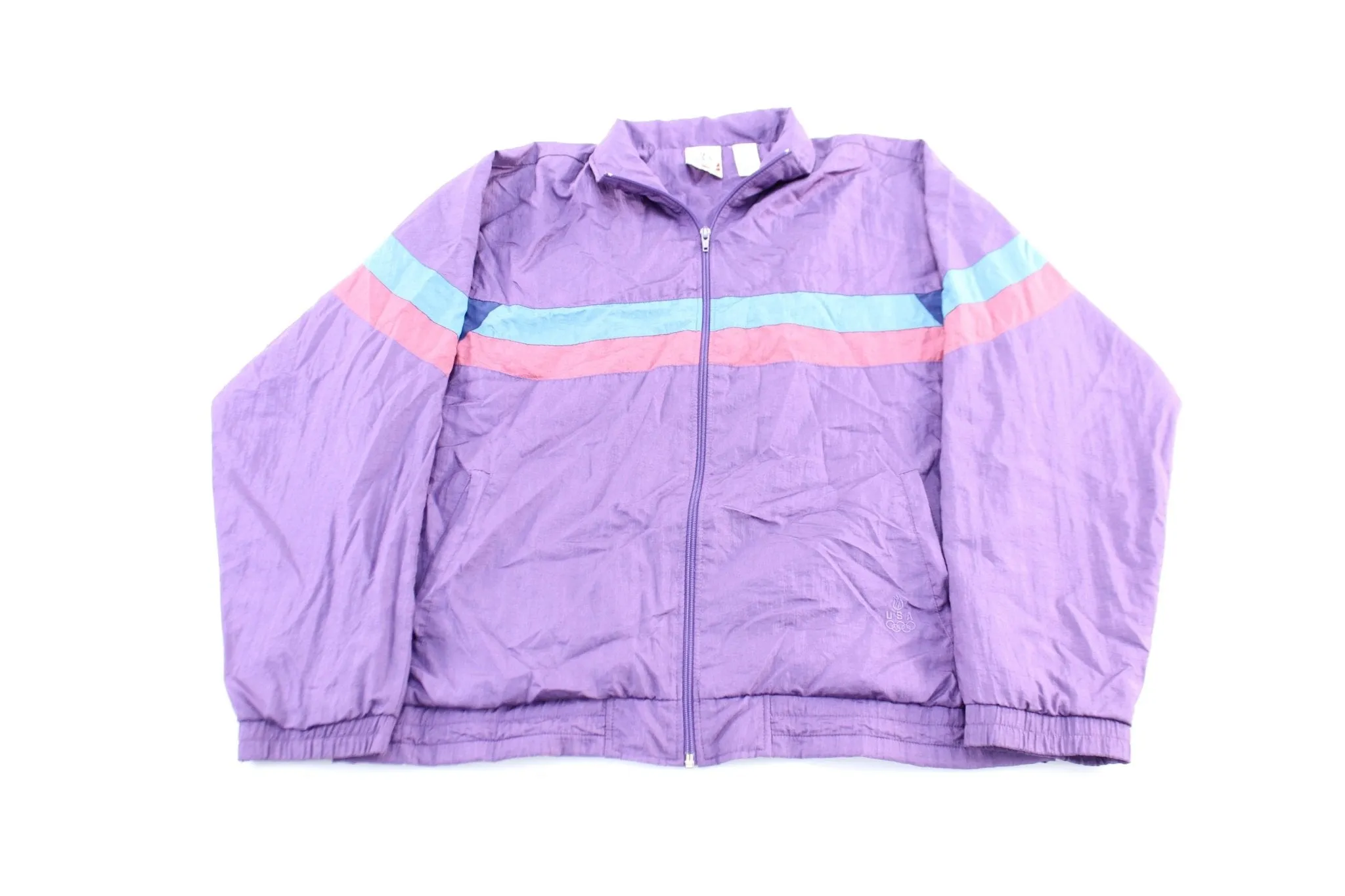 Women's USA Olympic Embroidered Logo Purple Zip Up Jacket